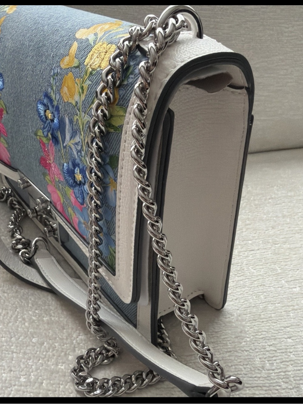 Karl Lagerfeld Paris Floral Embroidered Shoulder/crossbody Bag denim brand new - Picture 4 of 11